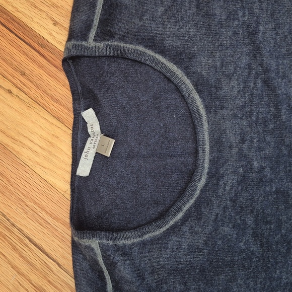 NWOT John Varvatos Artisan Pete Crew Silk Cashmere Blend Sweater Sz L Navy Blue - Picture 4 of 12